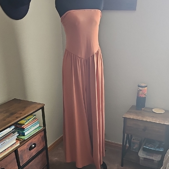 By Together Pants - By Together Strapless Coral Jumpsuit